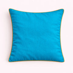 Hand Crafted Cushion Cover – Turquoise | 16"x16" | Poly Cotton | Floral Embroidered Sequin Design