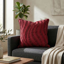 Handcrafted Cushion Cover – Maroon | 16"x16" | Designer Wave Pattern Decorative Cushion Cover