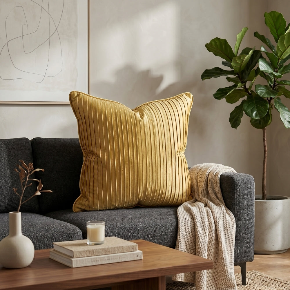 Fabric Crafted Cushion Cover – Copper | 16"x16" | Poly Cotton Foam Fabric | Premium Ribbed Texture Design