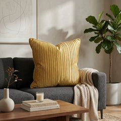 Fabric Crafted Cushion Cover – Copper | 16"x16" | Poly Cotton Foam Fabric | Premium Ribbed Texture Design