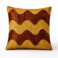 Hand-Crafted Cushion Cover – Brown | 16"x16" | Poly Chenille-Cotton | Luxurious Festive Accent