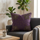 Handcrafted Cushion Cover – Purple | 16"x16" | Floral Embroidered Decorative Cushion Cover