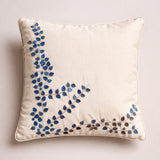 Hand Crafted Cushion Cover – Cream | 12"x12" | Poly Cotton Fabric | Embroidered Floral Vine Design
