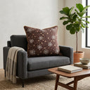 Hand Crafted Cushion Cover – Brown | 16"x16" | Poly Cotton | Floral Embroidered Sequin Design