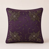 Handcrafted Cushion Cover – Purple | 16"x16" | Floral Embroidered Decorative Cushion Cover