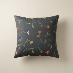 Machine-Crafted Black Cushion Cover – 16"x16", Premium Poly Cotton