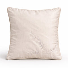 Hand Crafted Cushion Cover – Cream | 12"x12" | Poly Cotton Fabric | Embroidered Floral Vine Design