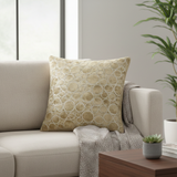 Machine-Crafted Green Cushion Cover – 16"x16" | Circular Embroidered Design | Premium Poly Channel Fabric