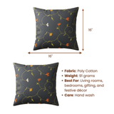 Machine-Crafted Black Cushion Cover – 16"x16", Premium Poly Cotton