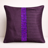 Hand Crafted Cushion Cover – Purple | 16"x16" | Poly Cotton | Pleated Panel Design