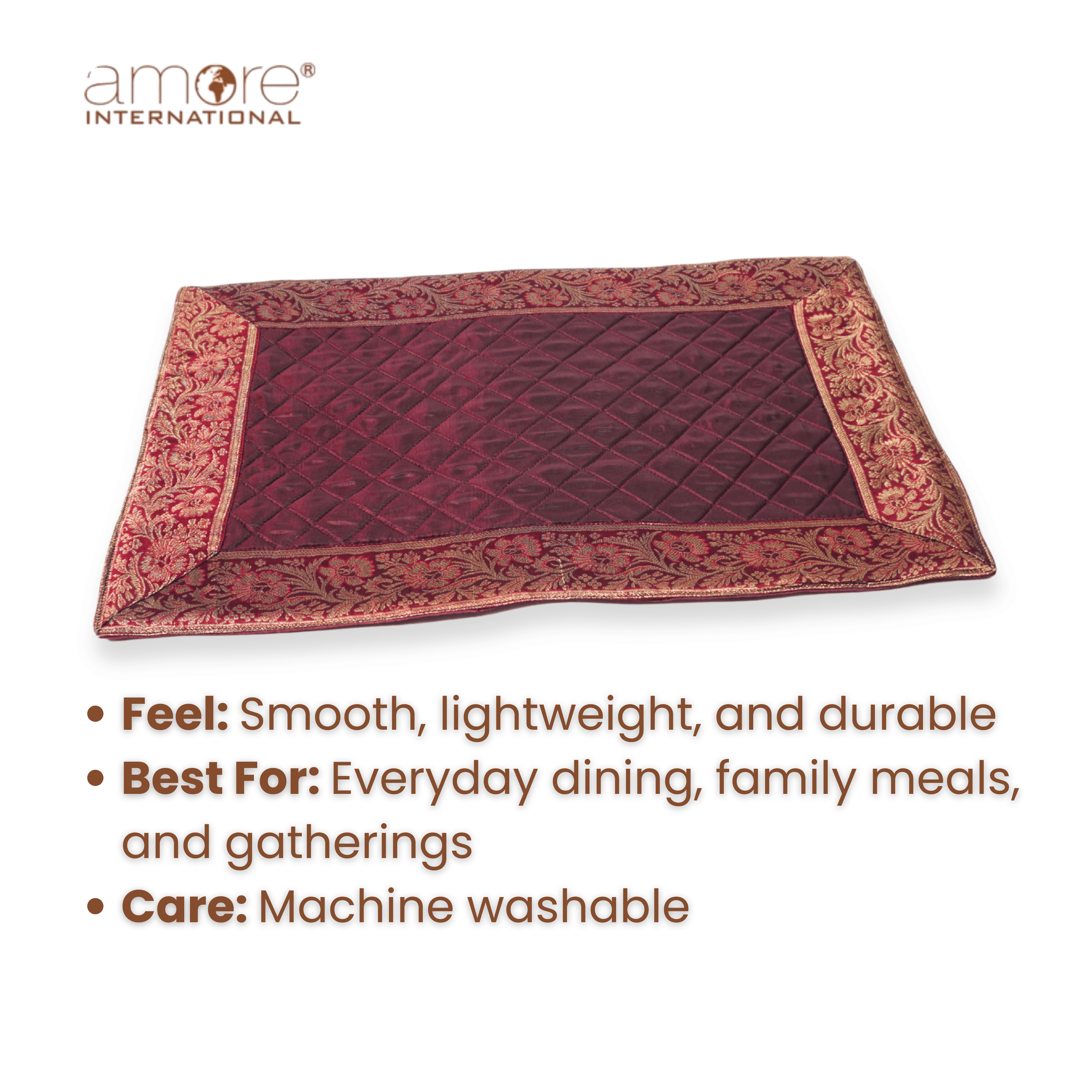 Fabric Crafted Placemat – Maroon, 13"x19"