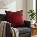 Fabriccrafted Cushion Cover – Maroon | 16"x16" | Floral Embroidered Decorative Cushion Cover