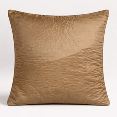 Fabric Crafted Cushion Cover – Khaki Multicolor | 16"x16" | Poly Cotton Fabric | Elegant Wavy Textured Design
