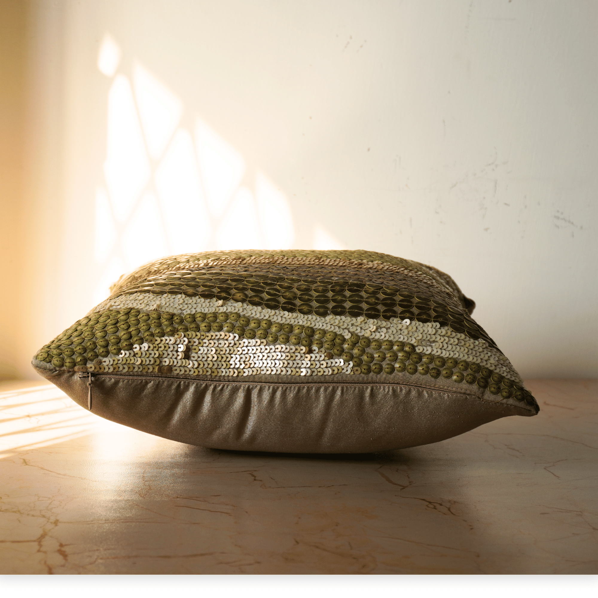 Handcrafted Beige Cushion Cover – 12"x12"