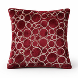Machine-Crafted Dark Maroon Cushion Cover – 12"x12" | Circular Embroidered Design | Premium Poly Channel Fabric