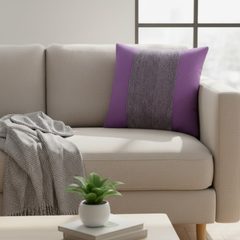 Handcrafted Purple Cushion Cover – 12"x12" | Poly Cotton | Textured Stripe Panel | Premium Festive Décor