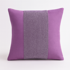 Handcrafted Purple Cushion Cover – 12"x12" | Poly Cotton | Textured Stripe Panel | Premium Festive Décor
