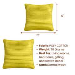 Fabric Crafted Cushion Cover – Light Green | 12"x12" | Poly Cotton | Premium Textured Design