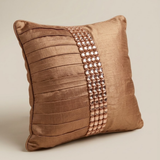 Hand Crafted Cushion Cover – Bronze | 16"x16" | Poly Cotton | Pleated Panel Design