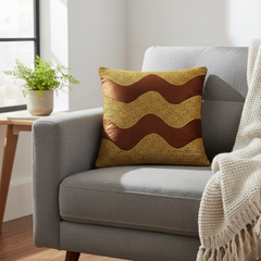 Hand-Crafted Cushion Cover – Brown Gold | 12"x12" | Poly Chenille-Cotton | Festive Luxe Accent