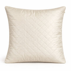 Fabric Crafted Cushion Cover – Cream | 12"x12" | Poly Cotton Fabric | Premium Quilted Center with Textured Border
