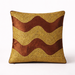 Hand-Crafted Cushion Cover – Brown Gold | 12"x12" | Poly Chenille-Cotton | Festive Luxe Accent