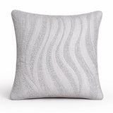 Handcrafted Cushion Cover – White | 16"x16" | Designer Wave Pattern Decorative Cushion Cover