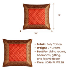 Fabric Crafted Cushion Cover – Burgundy | 16"x16" | Poly Cotton Fabric | Premium Quilted Center with Textured Border