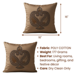 Handcrafted Light Brown Cushion Cover – 16"x16" | Traditional Embroidered Motif | Premium Poly Cotton