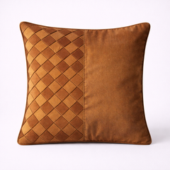 Fabric Crafted Cushion Cover – Brown Bronze | 16"x16" | Poly Cotton | Premium Textured Design
