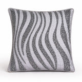 Handcrafted Cushion Cover – Silver | 12"x12" | Glitter Wave Pattern Decorative Cushion Cover