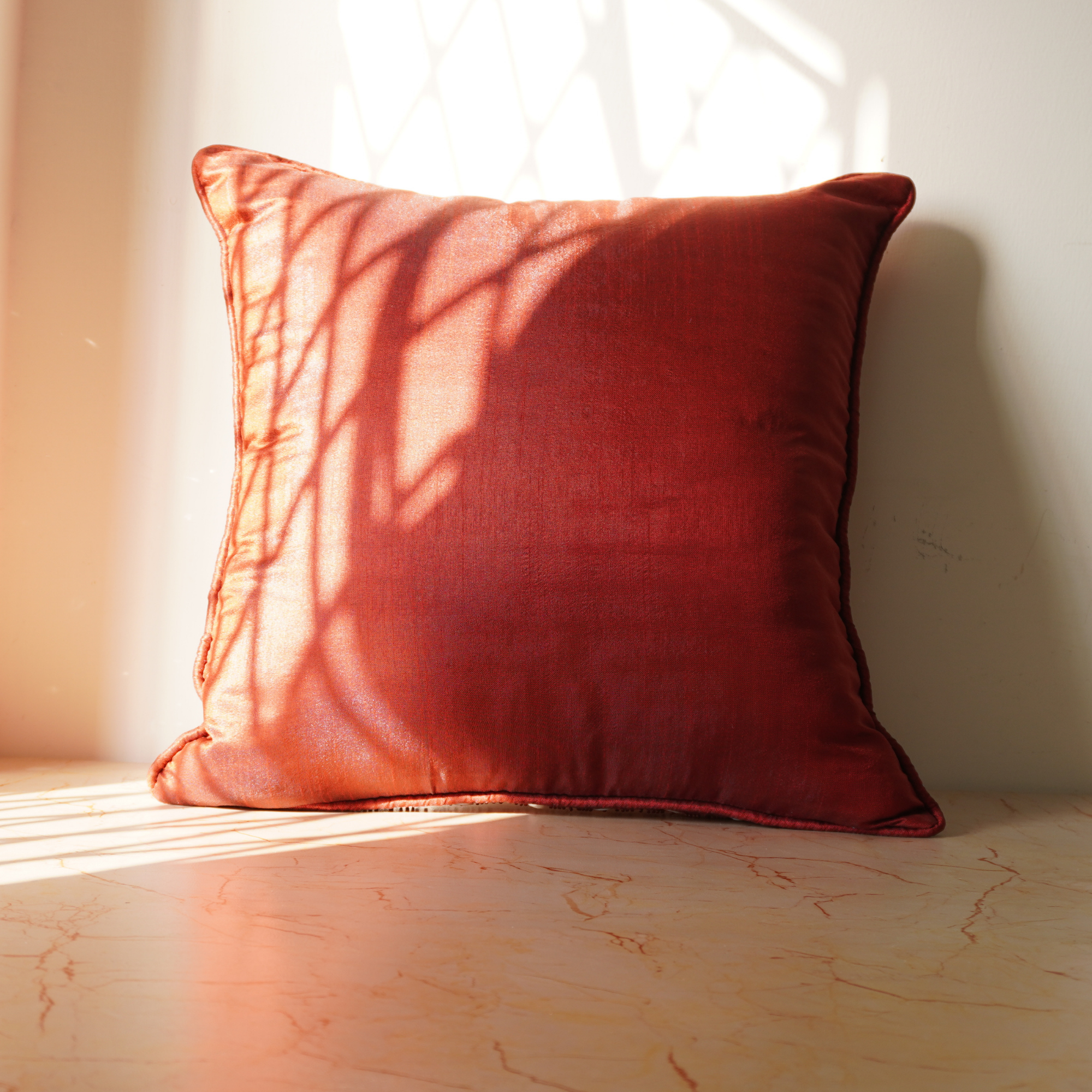 Handcrafted Red Cushion Cover – 16"x16", Premium Poly Cotton