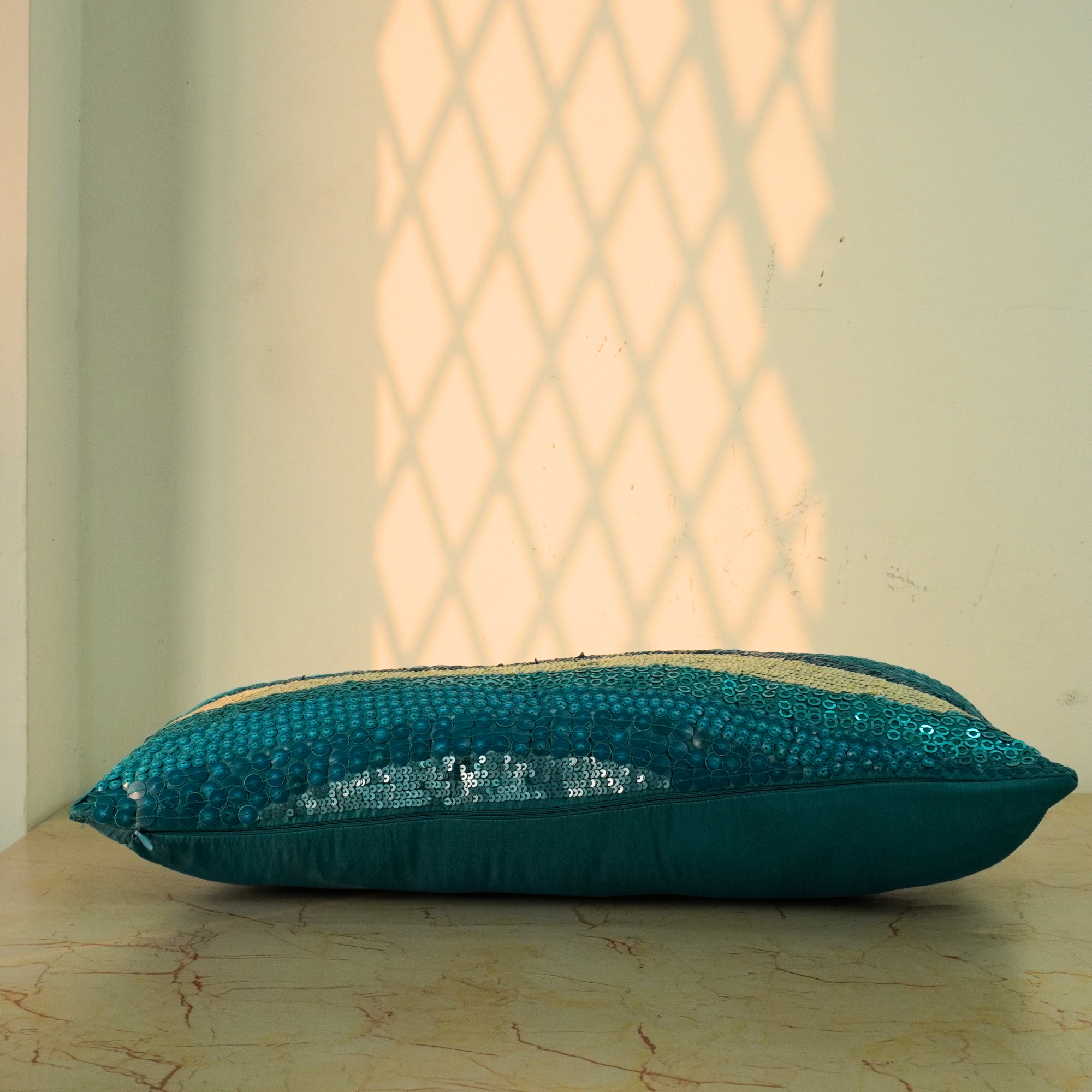 Handcrafted Turquoise Bolster Cover – 19"x8" | Premium Poly Cotton