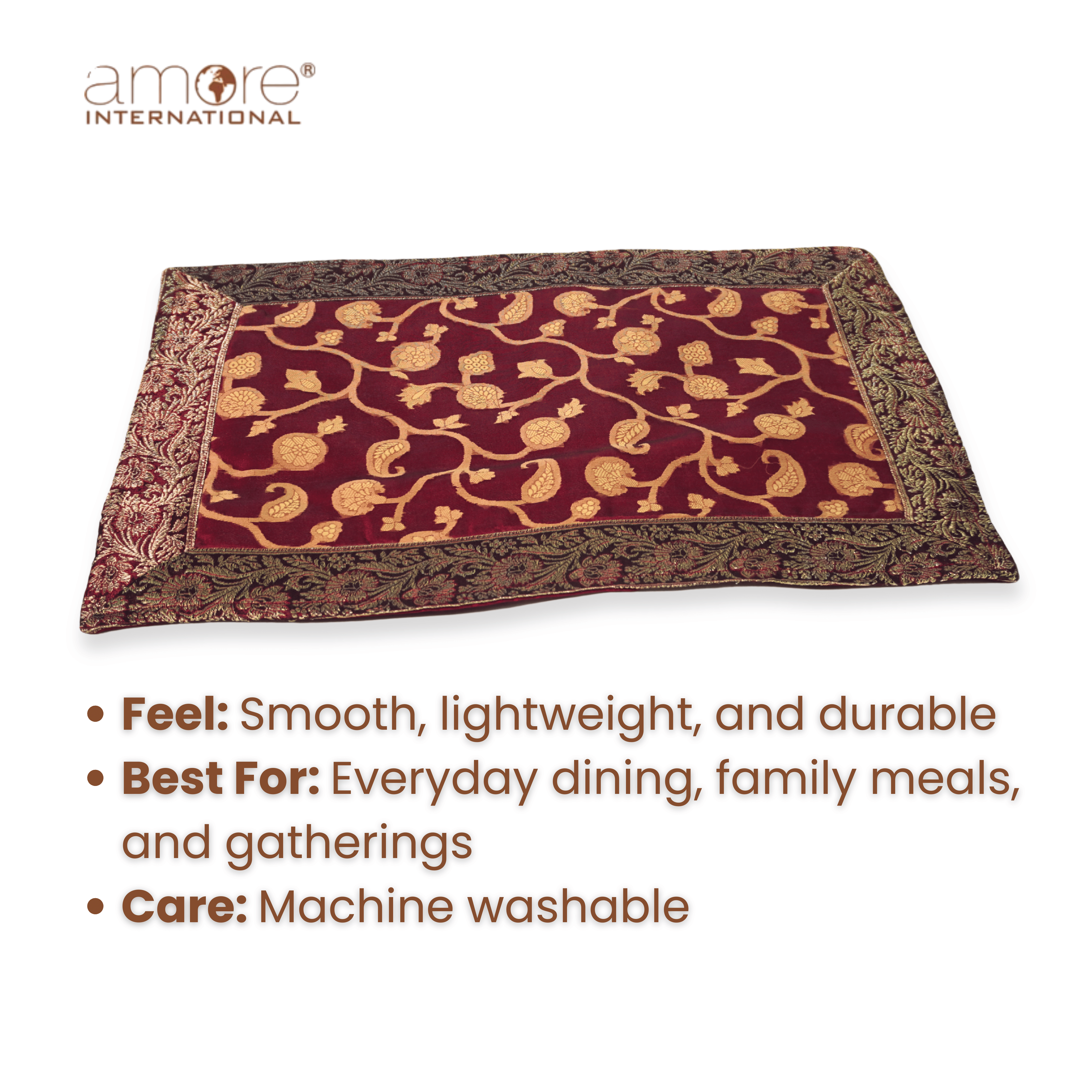 Fabric Crafted Placemat – Red, 13"x19"