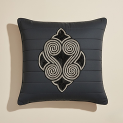 Handcrafted Black Cushion Cover – 16"x16", Premium Poly Cotton