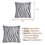 Handcrafted Cushion Cover – Silver | 12"x12" | Glitter Wave Pattern Decorative Cushion Cover