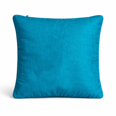 Fabric Crafted Cushion Cover – Turquoise | 16"x16" | Poly Cotton | Premium Textured Design