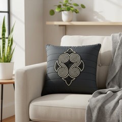 Handcrafted Black Cushion Cover – 16"x16", Premium Poly Cotton