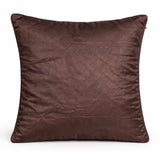 Fabric Crafted Cushion Cover – Brown | 16"x16" | Poly Cotton Fabric | Premium Quilted Center with Textured Border