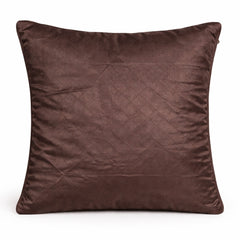 Fabric Crafted Cushion Cover – Brown | 16"x16" | Poly Cotton Fabric | Premium Quilted Center with Textured Border