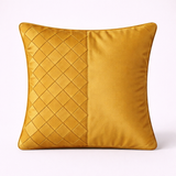 Fabric Crafted Cushion Cover – Yellow | 16"x16" | Poly Cotton | Premium Textured Design