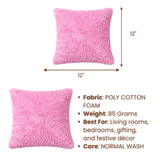 Fabric Crafted Cushion Cover – Pink | 12"x12" | Poly Cotton Foam | Circular Ruffle Design