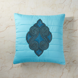 Handcrafted Turquoise Cushion Cover – 16"x16", Premium Poly Cotton