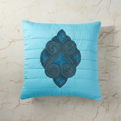 Handcrafted Turquoise Cushion Cover – 16"x16", Premium Poly Cotton