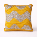 Hand-Crafted Cushion Cover – Gold Silver | 12"x12" | Poly Chenille-Cotton | Festive Glam Accent