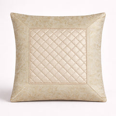 Fabric Crafted Cushion Cover – Cream | 16"x16" | Poly Cotton Fabric | Premium Quilted Center with Elegant Textured Border