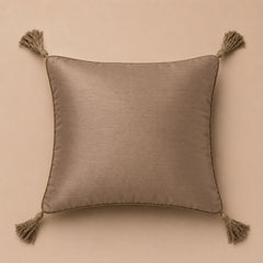 Handcrafted Cushion Cover – Brown | 16"x16" | Embroidered Diamond Pattern Decorative Cushion Cover