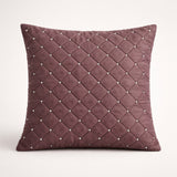 Hand Crafted Cushion Cover – Brown | 16"x16" | Poly Cotton | Diamond Quilted Stud Design