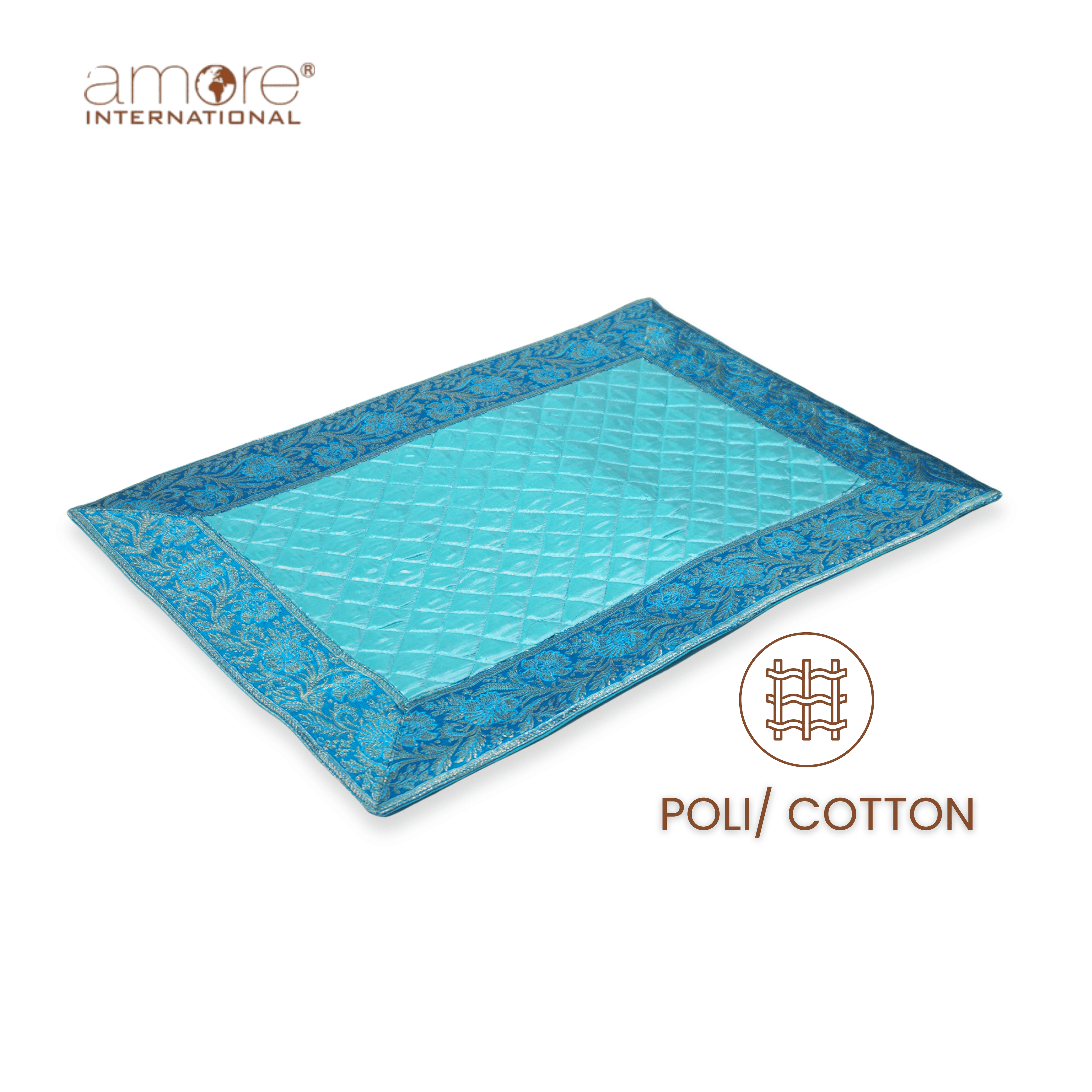 Fabric Crafted Placemat – Light Turquoise, 13"x19"