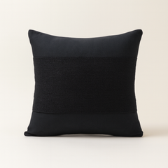 Handcrafted Black Cushion Cover – 16"x16" | Poly-Cotton Matty | Textured Stripe Panel | Premium Festive Décor
